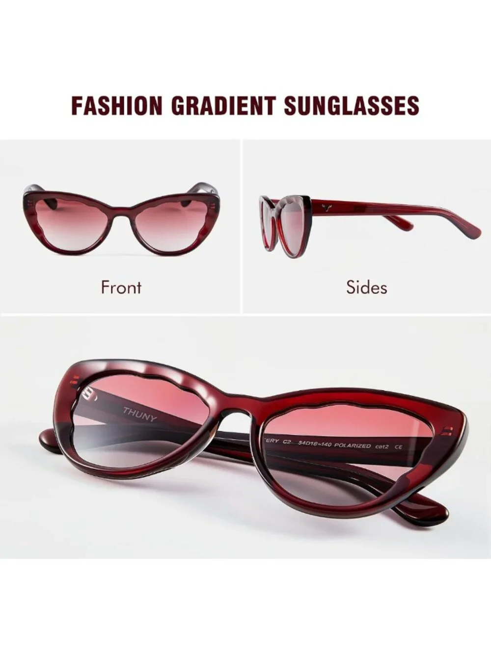 Trendy Retro Cat Eye Sunglasses for Women | UV400 Polarized Gradient Frame